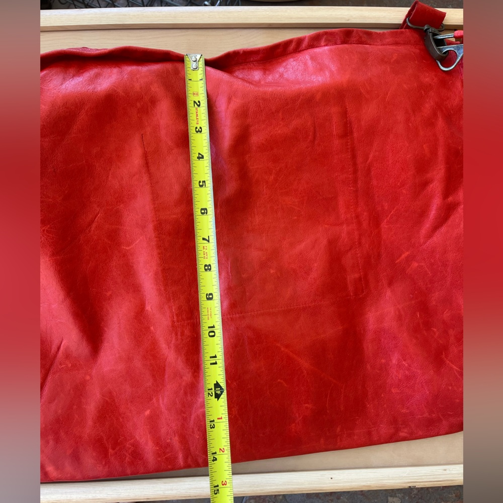 Red Leather handmade satchel Crossbody Bag - Picture 12 of 15